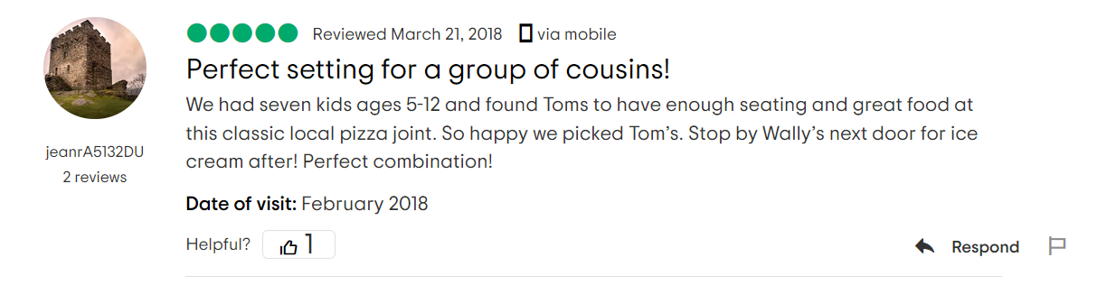 toms pizza review