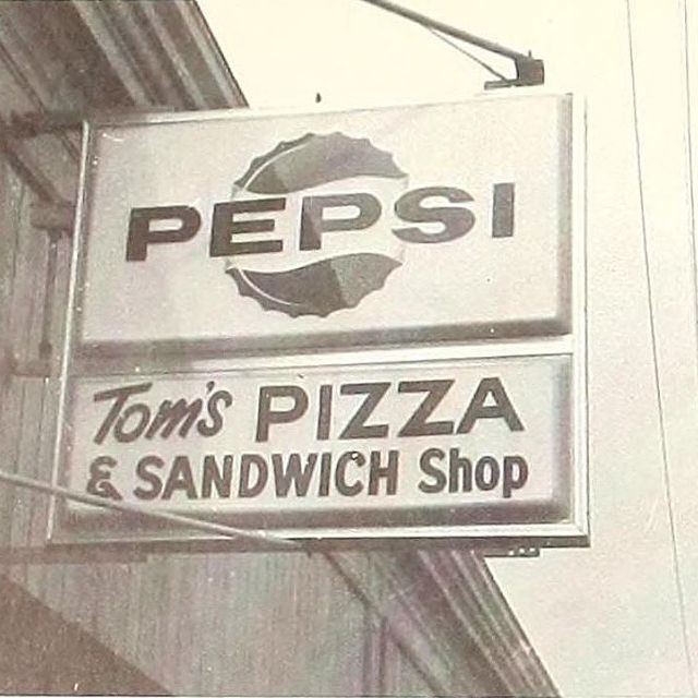 Original Tom's Pizza sign from 1964 - Auburndale Square, Newton MA